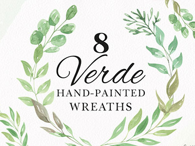 Watercolour Green Leaves Wreaths Foliage Verde