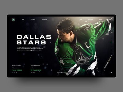 Daily UI Challenge #005 - Dallas Stars | Landing Page black brand landing minimal sports ui ux web webdesign