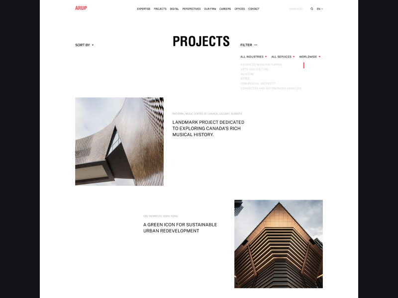 Projects page \ arup by Artem Polar on Dribbble