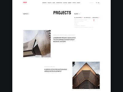 Projects page \ arup design figma ui ux web website