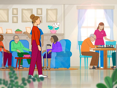 Bupa Village and Aged Care 2d animation aftereffects animation art art direction character animation character design creative direction design digital art drawing illustration mood motion graphics motion lover old age old age home photoshop