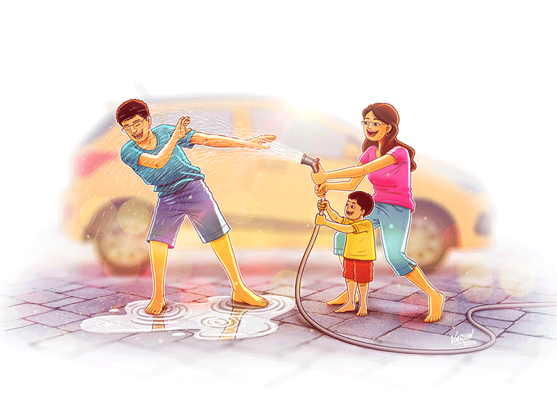 Family Time - Car Wash animation art character design concept art drawing family graphic illustration mood photoshop sketch