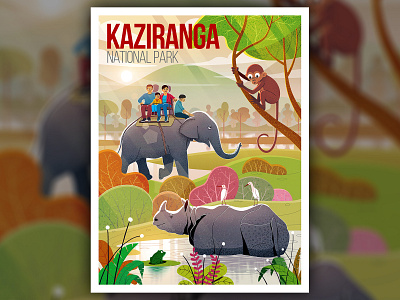 Kaziranga National Park family kaziranga mood photoshop sketch