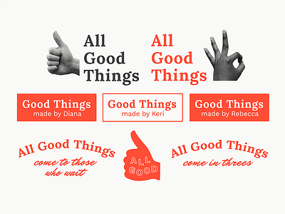 All Good Things Brand Concept II brand collective color etsy hands identity logo shop sticker type typography word