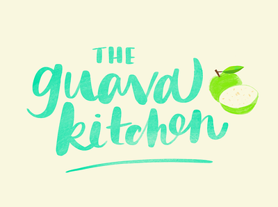 The Guava Kitchen brand brush lettering cafe color graphic design guava hand lettering illustration kitchen lettering logo procreate restaurant tropical tropical leaves