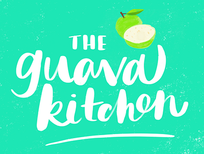 The Guava Kitchen (Teal) brand brush lettering calligraphy calligraphy and lettering artist design guava hand lettering illustration lettering logo procreate restaurant the guava kitchen tropical tropical fruit type typography