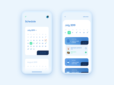 Plant care app calendar