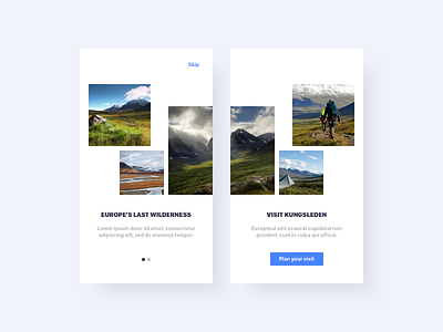 Onboarding 023 adventure app daily dailyui gallery kungsleden mobile onboarding ui ux