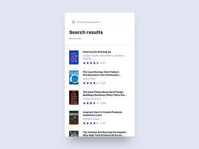 Search Results app book books clean interface minimal mobile results search ui ux
