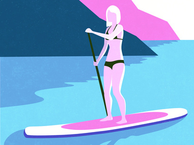 Paddle girl illustration paddle sport sup vector water