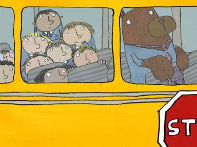 Bear Actually On The Bus bear bus cartoon childrens book illustration story