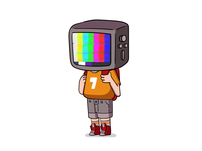 there is no signal in the brain character design head illustration no signal student television tv