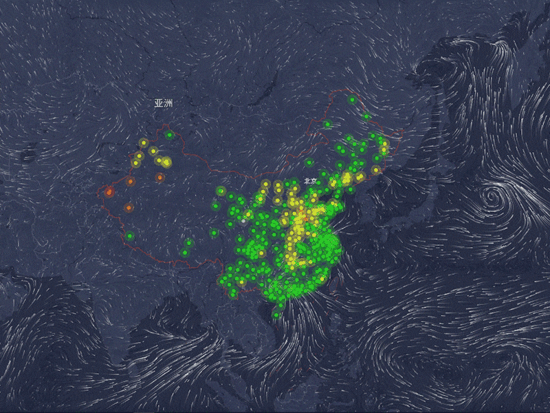 Global wind field data visualization