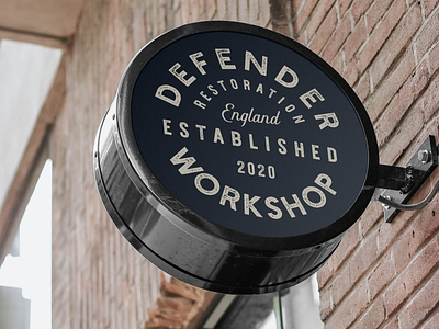 Defender Workshop : Sign Concept automotive branding garage logo restoration signage
