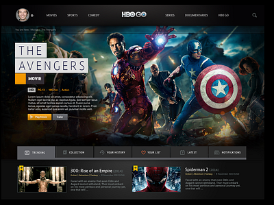 UI Interface / Web layout for HBO Go hbo go interface ui website