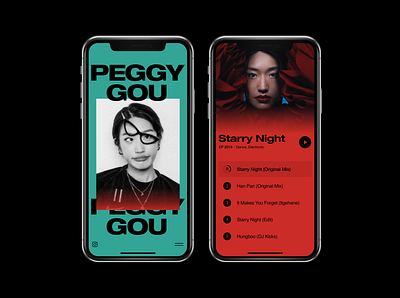 Peggy gou's personal app UI app design flat typography ui ux web website