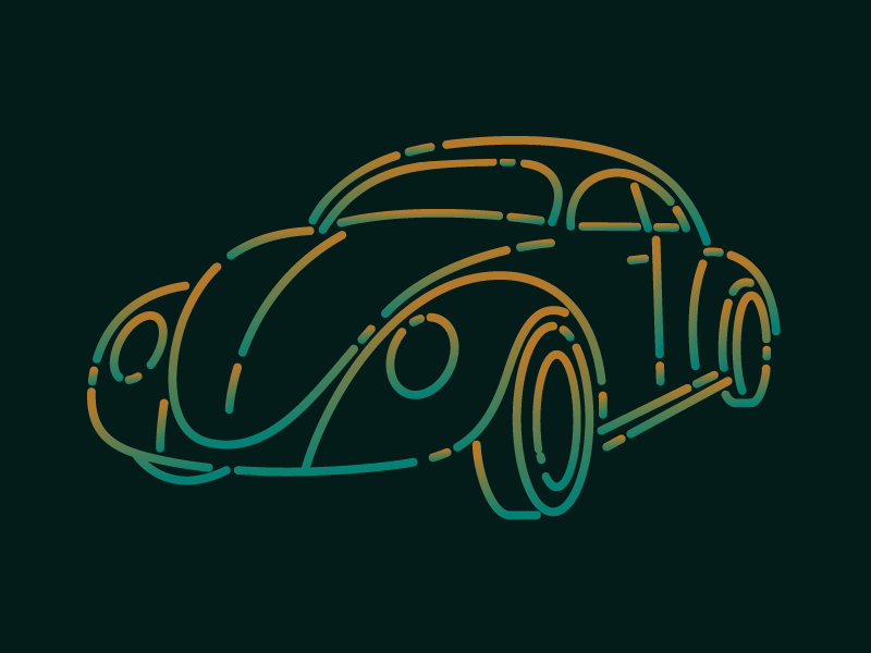 Beetle animation beetle car design gradient graphic illustration line motion perspective stroke vintage