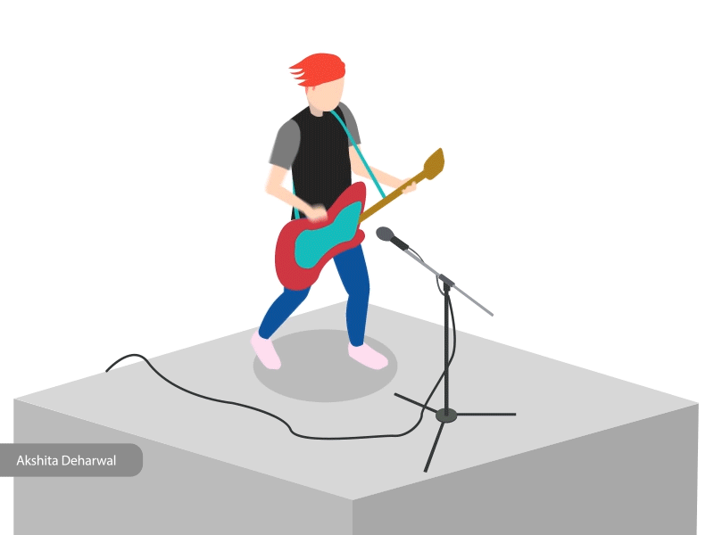 Guitarist animation gif graphics guitar guitarist illustration isometric motion music roclstar