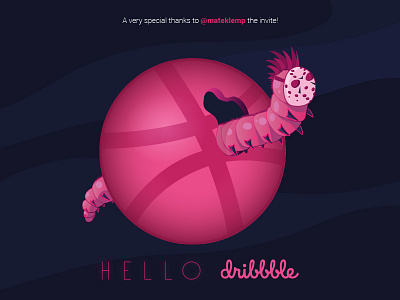 HELLO dribbble ! debut dribbble first hello hungry illustration worm