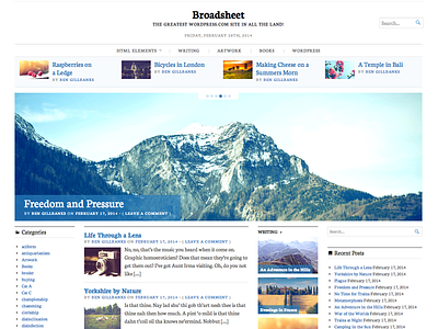 Broadsheet, WordPress Theme, Full Page View