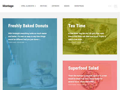 Montage - WordPress Photography Theme Homepage blog colourful masonry theme wordpress