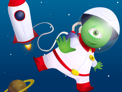 Space Alien alien cartoon green mascot vector
