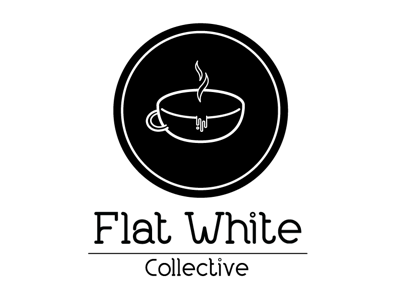 Flat White black branding high contrast logo outline simple typography vector white