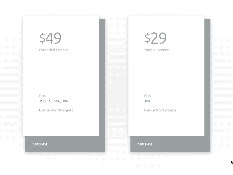 Pricing Table Interaction [CSS3] animation css3 hover effect interaction interface material design pricing ui
