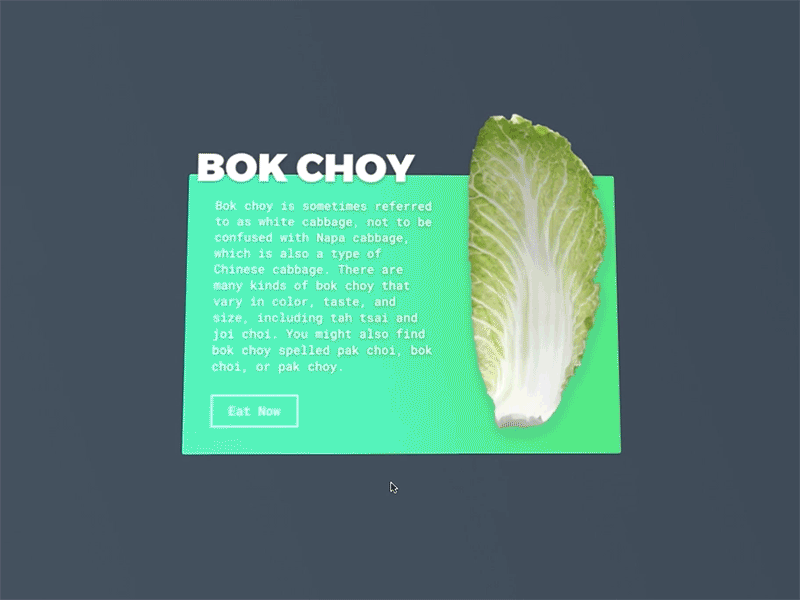 For the love of Bok - Coded bok choy codepen experiment james bosworth landing page parallax perspective rebound russia ui ux