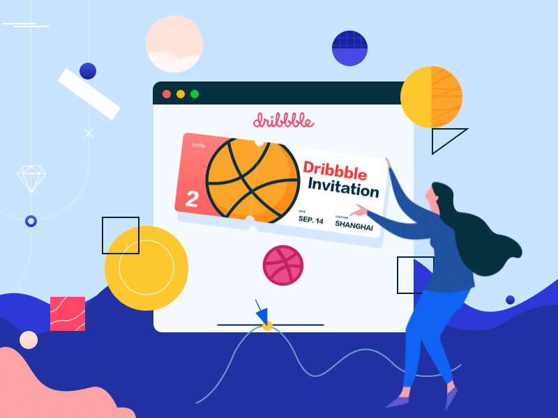 Dribbble Invitation animation illustration invitation ui