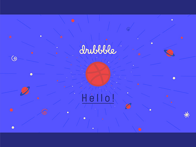 Hello again. dribbble graphic hello illustrator planets purple space stars vector