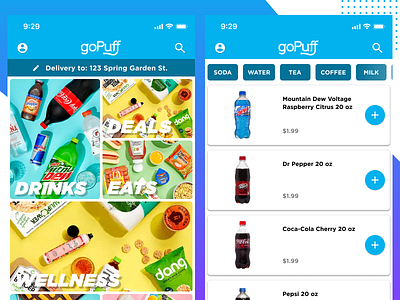 goPuff UI Redesign app design figma food app gopuff icon icons mobile redesign redesign concept ubereats ui ux