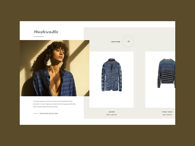 Missoni Shop by look Pitch Redesign 2018 animation ecommerce fashion homepage design lookbook ui ux web webdesign website