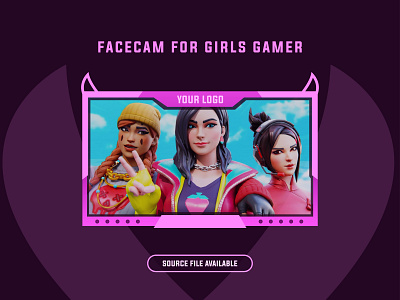 Pink Stream Facecam for Streamers facecam game gamer gaming graphic design illustration illustrator overlay stream stream overlay streaming twitch youtube