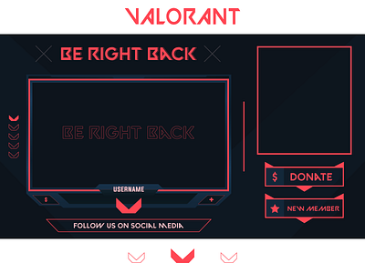 Valorant Game Stream Overlay Be Right Back Illustration brb chat facecam fiverr gamer gaming livestreaming minimalist overlay panels stream streamers streaming twitch twitch.tv youtube youtuber