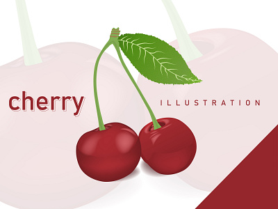 Cherry with leaf Illustration