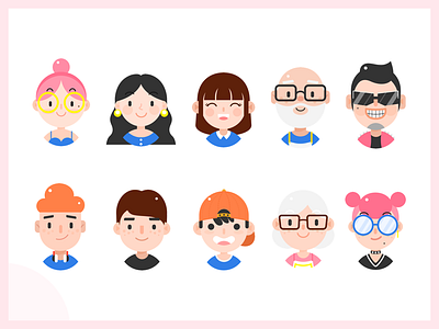 Different roles of different ages.6 art design illustration people