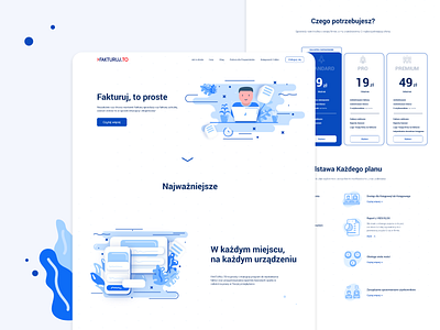 Landing Home Page Fakturuj.to (invoice it) app blue design dribbble illustration light ui vector web webdesign