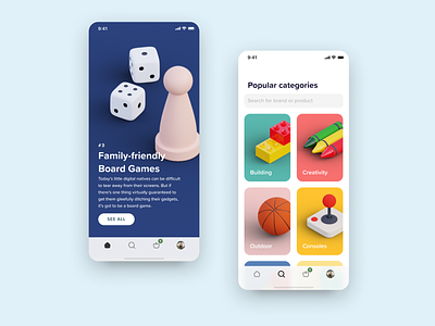 3d Icons for a Toys App 3d 3d model blender board games category design icons iconset iphone x isometric isometric art toys ui