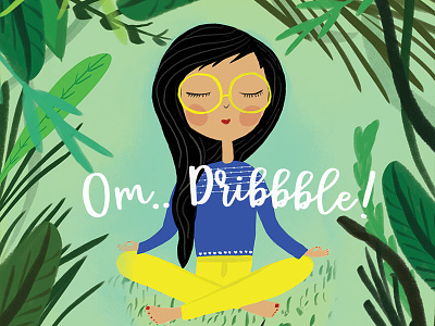 Omm...Dribbble adventure design girl illustration girlboss jungle meditation namaste nature illustration peace pro create relaxation yoga
