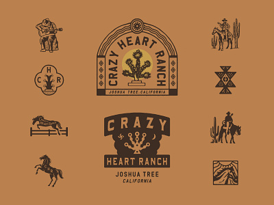 Crazy Heart Ranch airbnb branding design graphic graphicdesign handdrawn illustration joshuatree lettering logo typography vector