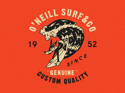 Design for Oneill character graphic illustration surf wolf