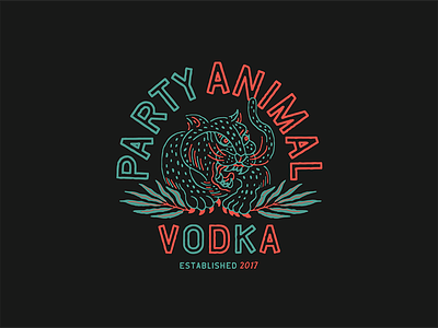 PARTY ANIMAL VODKA graphic illustration neonsign tropical