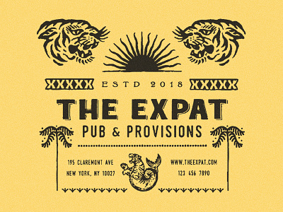 The Expat - Pub&Provisions art artwork branding design direction graphic illustration lettering logo oriental packaging typography