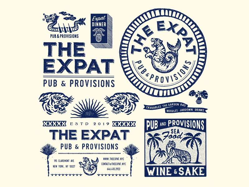 The Expat, NY vintage typography packaging packagedesign oriental logo lettering illustration illust graphicdesign graphic direction design branding artwork art