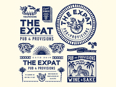 The Expat, NY art artwork branding design direction graphic graphicdesign illust illustration lettering logo oriental packagedesign packaging typography vintage