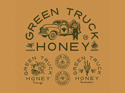 Green Truck Honey art artwork branding design direction graphic graphicdesign illust illustration lettering logo packagedesign packaging type typography vintage