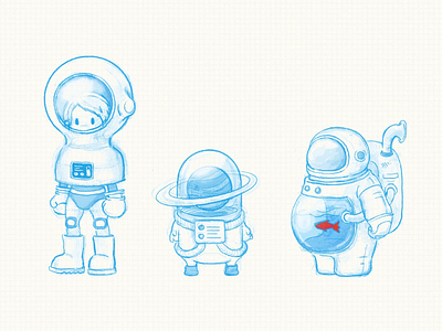 Astronaut characters illustration sketch space