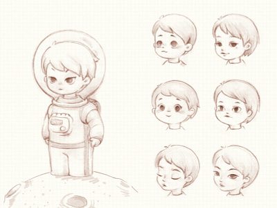 Astronaut characters 3 - Faces illustration sketch space