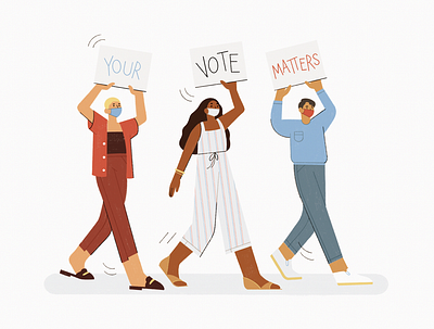 Your Vote Matters 🇺🇸 fashion illustration minimal patriotic protest red white and blue vote walking